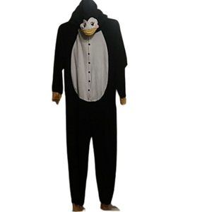 Black Fleece Penguin Blanket Sleeper Pajama Size Meduim